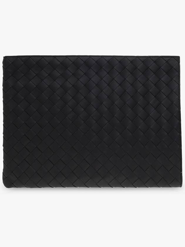 Intrecciato Half-Zip Clutch Bag Black - BOTTEGA VENETA - BALAAN 2