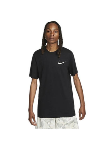 Men's NSW Club Swoosh Print Sport Short Sleeve T-Shirt Black - NIKE - BALAAN 1