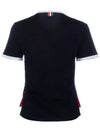 Asymmetric Hem Short Sleeve T-Shirt Navy - THOM BROWNE - BALAAN 3