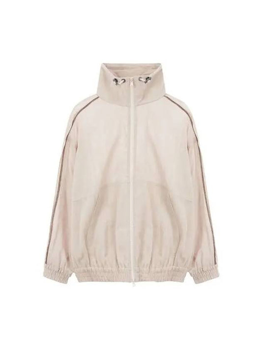 Women s String Neck Cotton Zip up Jumper Beige 271766 - BRUNELLO CUCINELLI - BALAAN 1