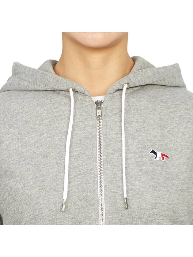 Tricolor Fox Patch Hooded Zip-Up Gray - MAISON KITSUNE - BALAAN.