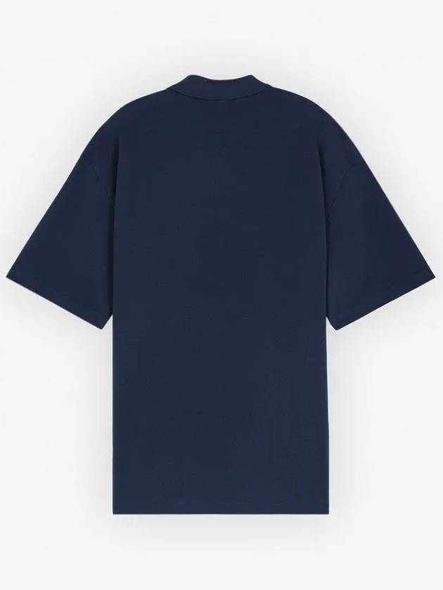 Bold Fox Head Patch Oversized Polo Shirt Navy - MAISON KITSUNE - BALAAN 3