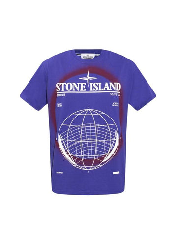 Men's Solar Eclipse Logo Short Sleeve T-Shirt Bright Blue - STONE ISLAND - BALAAN 1