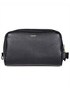 Men's Grain Leather Wash Pouch Bag Black - TOM FORD - BALAAN 1