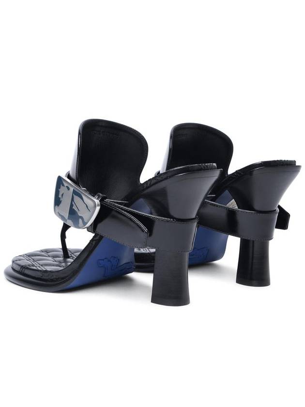 Bay Leather Sandal Heels Black - BURBERRY - BALAAN 5