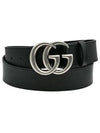 GG Marmont Double Buckle Belt Black Silver - GUCCI - BALAAN 2