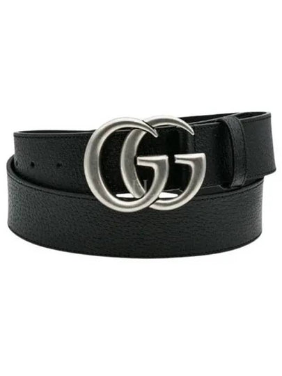 GG Marmont Double Buckle Belt Black Silver - GUCCI - BALAAN 2