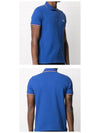 Stripe Trimming Logo Short Sleeve Polo Shirt Blue - MONCLER - BALAAN 6