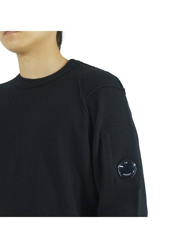 Lambswool GRS Crew Neck Knit Top Black - CP COMPANY - BALAAN 7