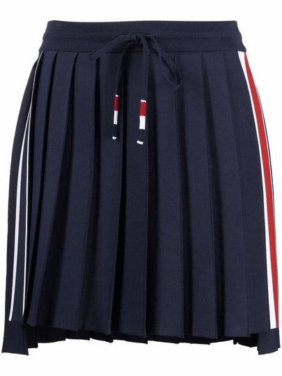 Side Stripe Dropback Mini Pleated Skirt Navy - THOM BROWNE - BALAAN 2