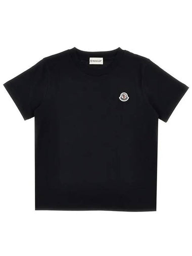 Moncler Junior 12 14 Logo Patch Short Sleeve T Shirt Black - MONCLER - BALAAN 1