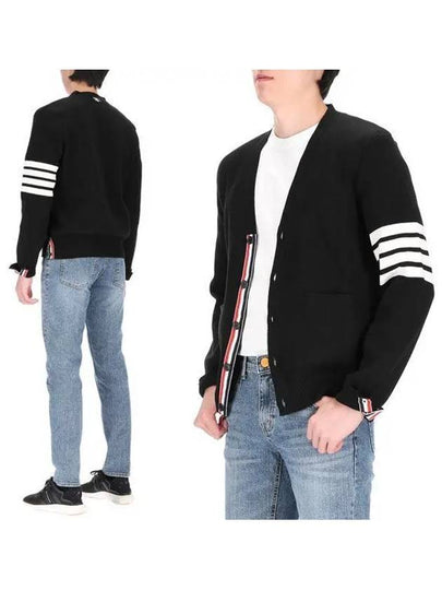 Milano Stitch 4-Bar Cardigan Black - THOM BROWNE - BALAAN 2