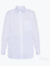 Striped Cotton Poplin Monogram Long Sleeve Shirt Blan Bleu - SAINT LAURENT - BALAAN 2