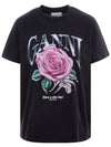 Basic Rose Relax Jersey Short Sleeve T-Shirt Black - GANNI - BALAAN 3