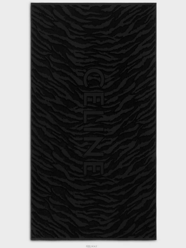 Logo Tiger Print Cotton Jacquard Beach Towel Black - CELINE - BALAAN 2