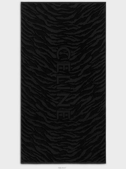 Logo Tiger Print Cotton Jacquard Beach Towel Black - CELINE - BALAAN 2