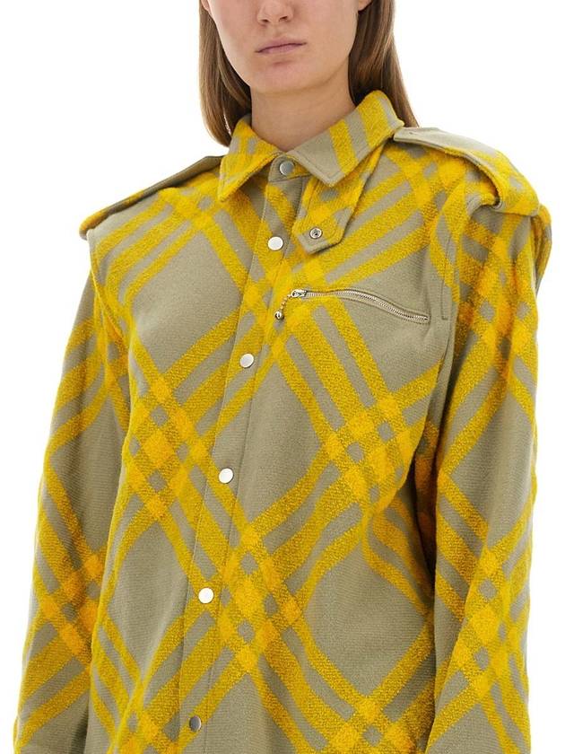 Check Wool Blend Shirt Yellow - BURBERRY - BALAAN 5