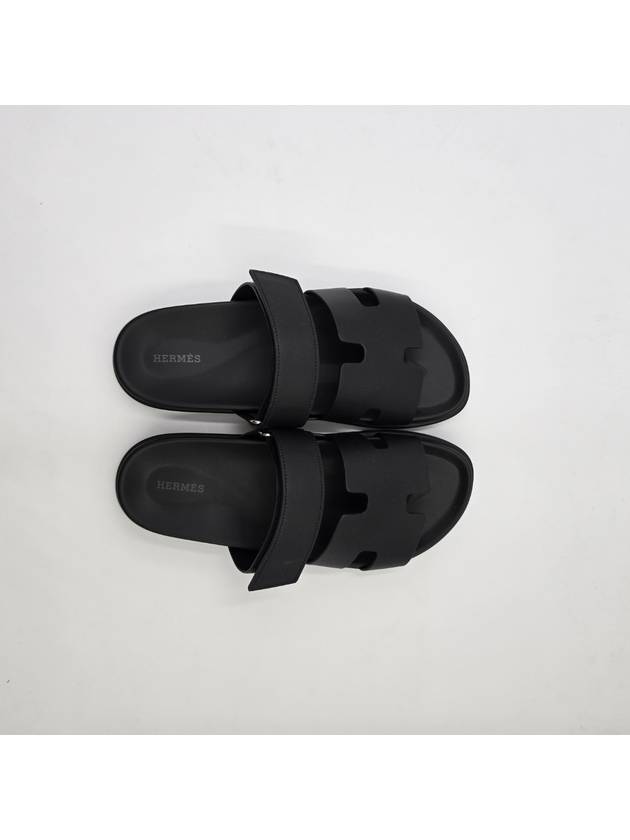 Hermes Chypre H Logo Calfskin Sandals Black - HERMES - BALAAN 4