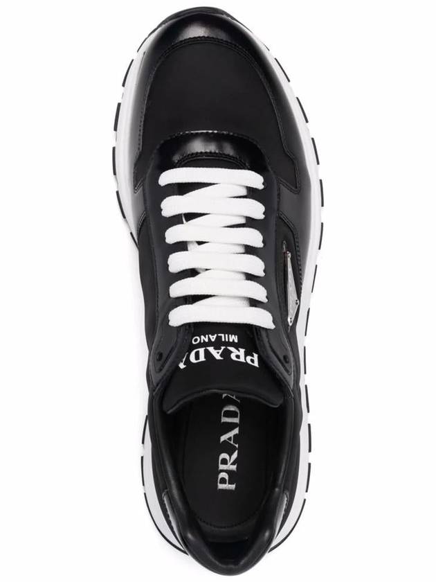 Prax 01 Re-Nylon Brushed Leather Low-Top Sneakers Black - PRADA - BALAAN 5