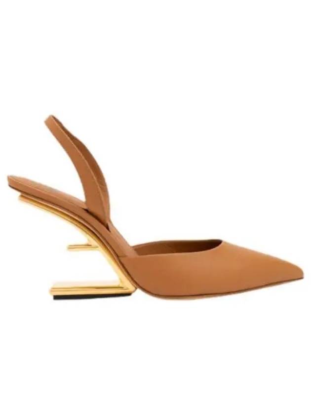 Women's First F Shape Metal Slingback Heels Brown - FENDI - BALAAN 2