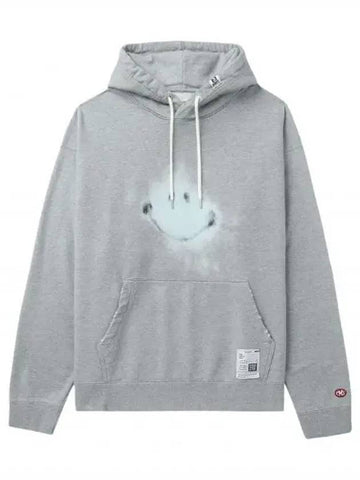 24 A12HD672 Gray Smiley Face Print Hoodie - MIHARA YASUHIRO - BALAAN 1