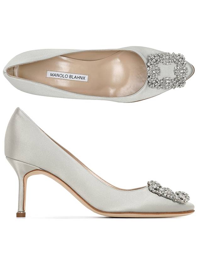 Hangisi Satin Jewel Pumps Heel 70mm Grey - MANOLO BLAHNIK - BALAAN 1