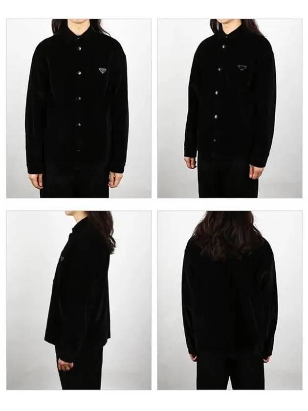 triangle logo stretch cotton long sleeve shirt black - PRADA - BALAAN 3