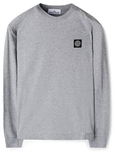 Chest Patch Long Sleeve T-Shirt Melange Grey - STONE ISLAND - BALAAN 1