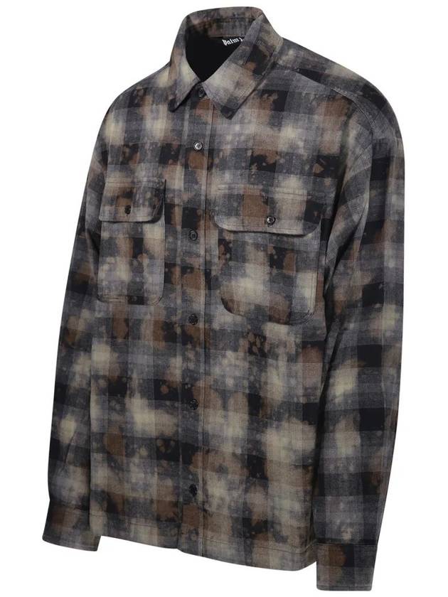 Palm Angels Curved Logo Check Long Sleeve Shirt Gray - PALM ANGELS - BALAAN 4