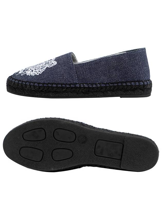 tiger embroidered denim espadrilles navy - KENZO - BALAAN.