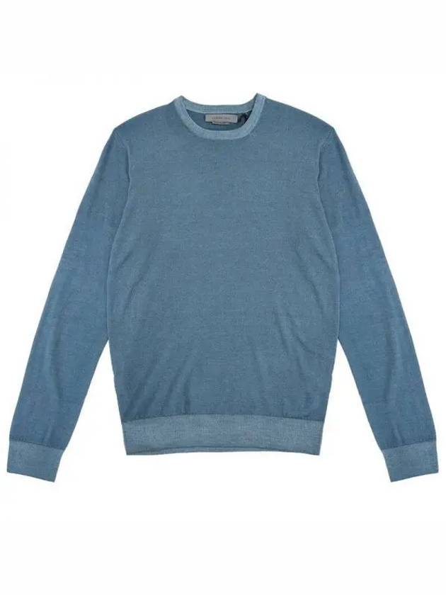 Blue solid wool round neck knit C08KTRS04 271096 - CORNELIANI - BALAAN 1