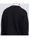 Heart Logo V Neck Wool Cardigan Black - AMI - BALAAN 5