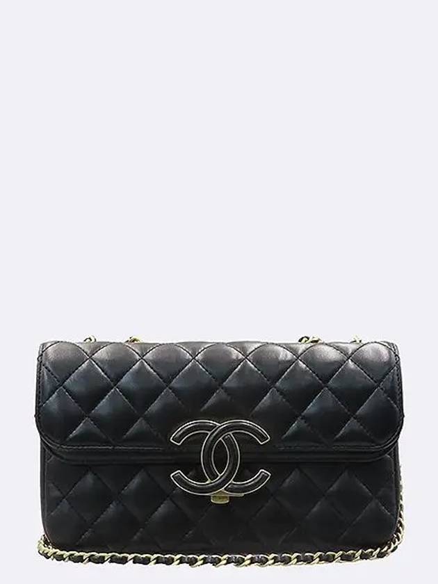 A57275 Black color small CC chic double chain flap shoulder bag - CHANEL - BALAAN 2