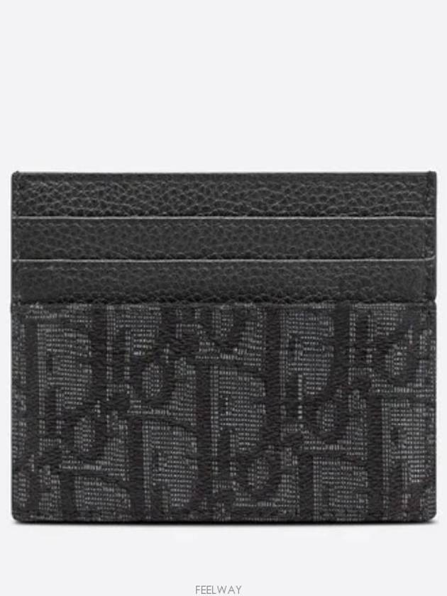 Oblique Jacquard Grain Leather Card Wallet Black - DIOR - BALAAN 3