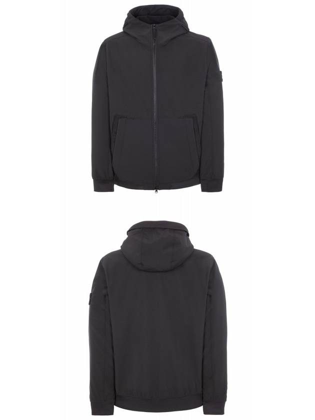 Men's Wappen Patch Softshell Zip Up Hoodie Black - STONE ISLAND - BALAAN 5