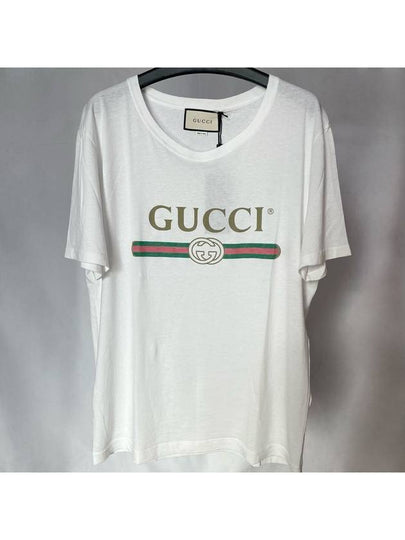 Men's Vintage Logo Washed Overfit Short Sleeve T-Shirt White - GUCCI - BALAAN 2