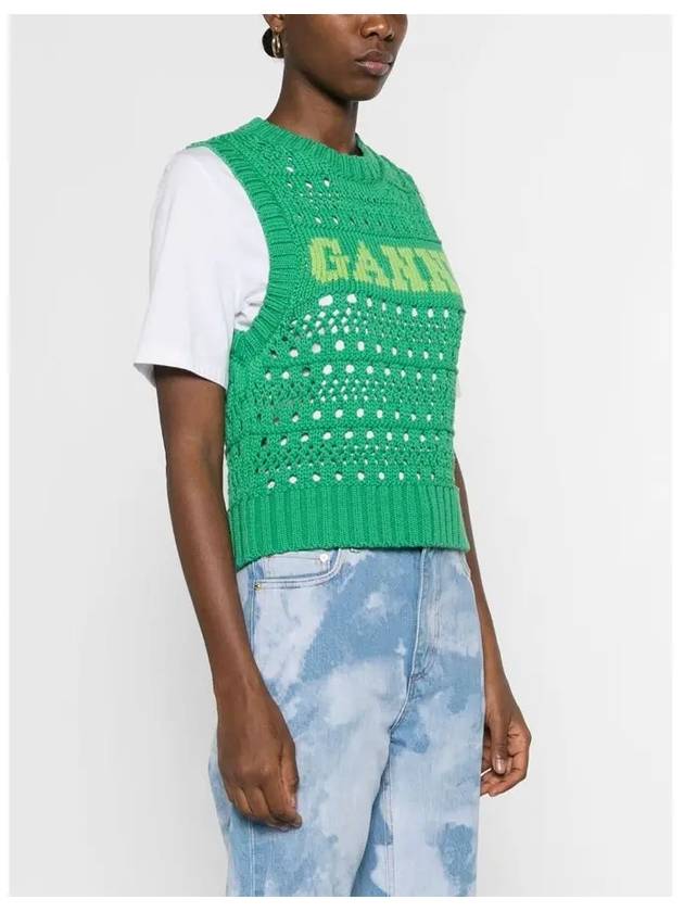 Logo Intarsia Knit Vest Green - GANNI - BALAAN 5