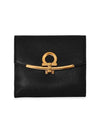 Gancini Leather Half Wallet Black - SALVATORE FERRAGAMO - BALAAN 3