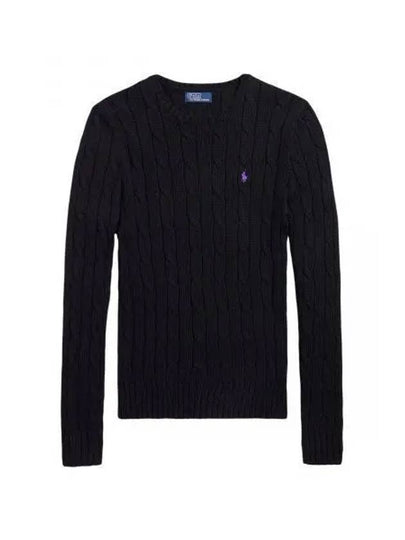 Embroidered Logo Pony Cable Knit Top Black - POLO RALPH LAUREN - BALAAN 2