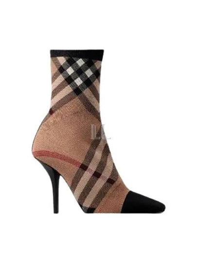 Knit Check Socks Middle Boots Brown - BURBERRY - BALAAN 2