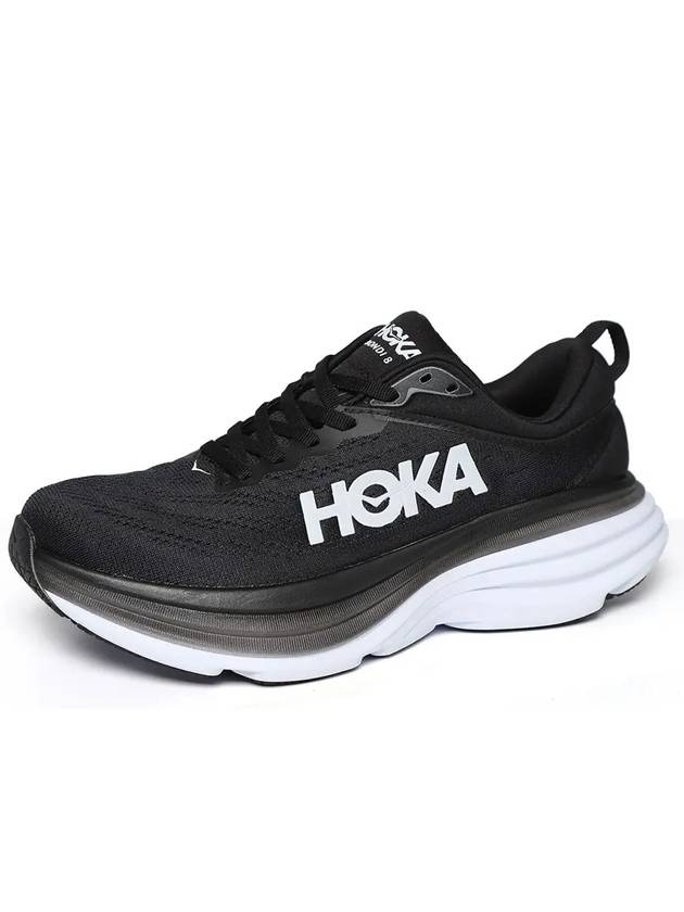 Hoka Women's Running Shoes Bondi 8 Wide BWHT Black White 1127954 BWHT - HOKA ONE ONE - BALAAN 3