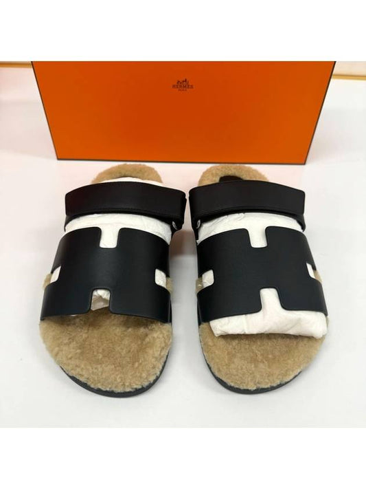 Shearling chypre sandals black H212890ZH - HERMES - BALAAN 2