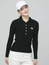 Doyou Know MC Women s Soft Rib Tissue Shirt Collar Slim Fit Black Knit DO6242KT12 1 - DOYOUKNOWMC GOLF WEAR - BALAAN 1