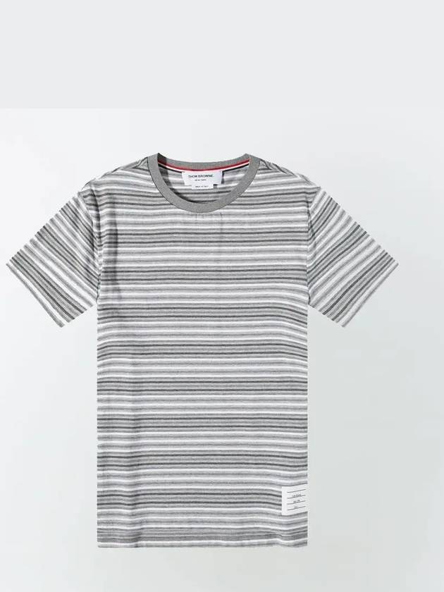 Men's Striped Midweight Jersey Short Sleeve T-Shirt Grey - THOM BROWNE - BALAAN 3