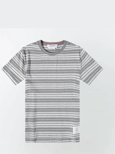 Men's Striped Midweight Jersey Short Sleeve T-Shirt Grey - THOM BROWNE - BALAAN 2