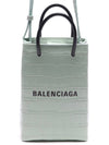 Crocodile Embossed Phone Holder Shopping Mini Bag Light Green - BALENCIAGA - BALAAN.