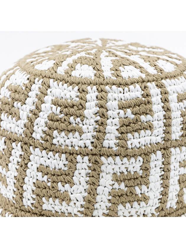 FF Motif Crochet Bucket Hat Beige - FENDI - BALAAN 5