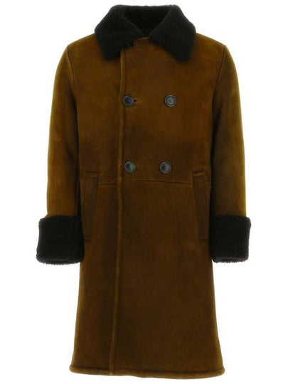 Men's Shearling Double Coat Brown - PRADA - BALAAN 2