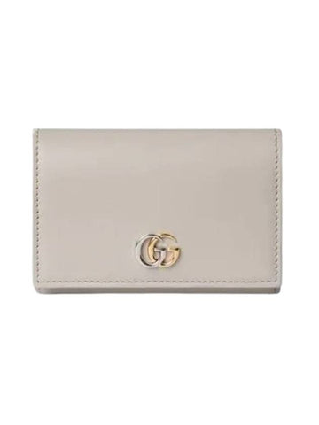 GG Marmont Leather Card Wallet Light Grey - GUCCI - BALAAN 1