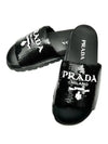 Logo Sequin Rubber Sole Slippers Black - PRADA - BALAAN 11